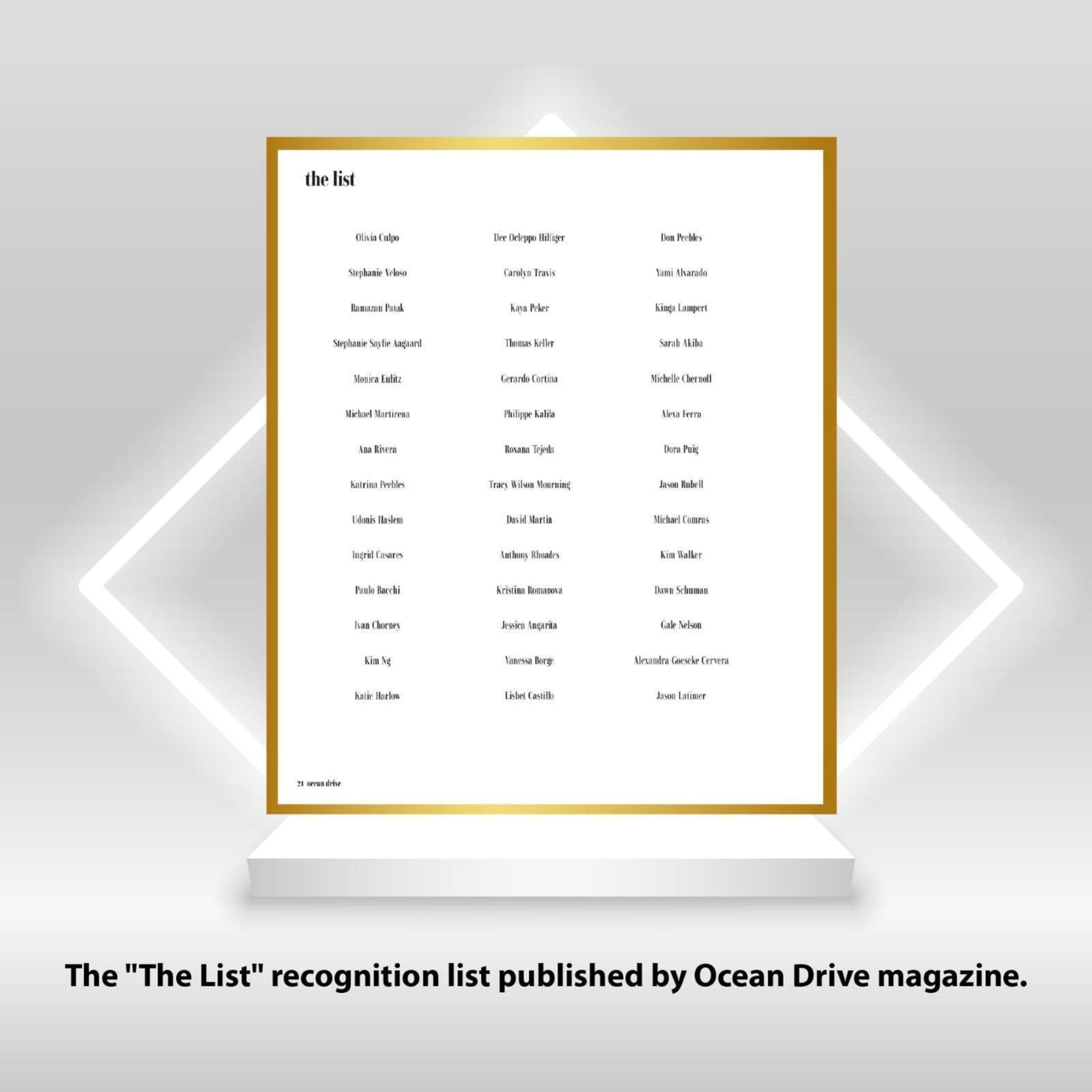 Ocean Drive Magazine The List recognition